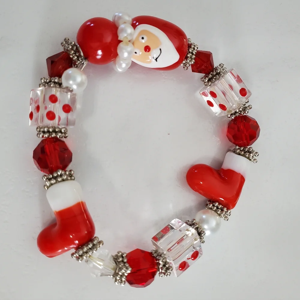 Santa Lampwork Stretch Bracelet